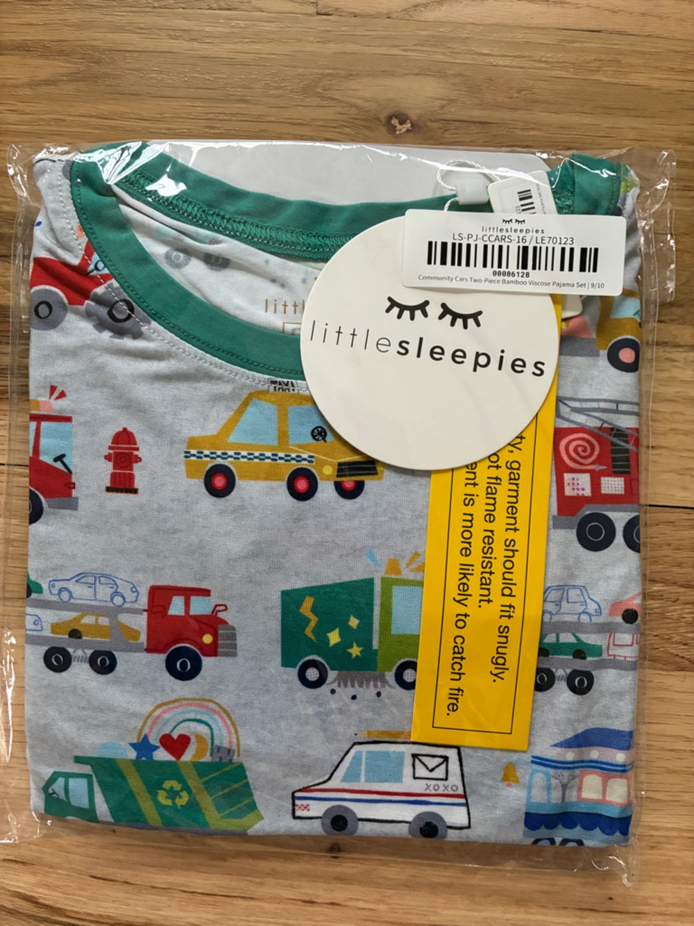 Little Sleepies Grey Truck Print Pajama Top with Green Trim